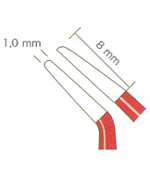 バイポーラフォーセプス NON-STICK red アングル（マーチン） 先端1.0mm、8mm