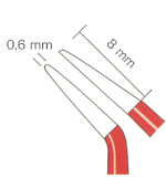 バイポーラフォーセプス NON-STICK red バヨネットアングル（マーチン） 先端0.6mm、8mm下向き