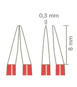 バイポーラフォーセプス NON-STICK red ストレート（マーチン） 先端0.3mm、8mm
