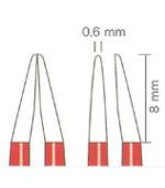 バイポーラフォーセプス NON-STICK red ストレート（マーチン） 先端0.6mm、8mm