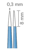 バイポーラフォーセプス　ストレート絶縁型（マーチン） 先端0.3mm、8mm
